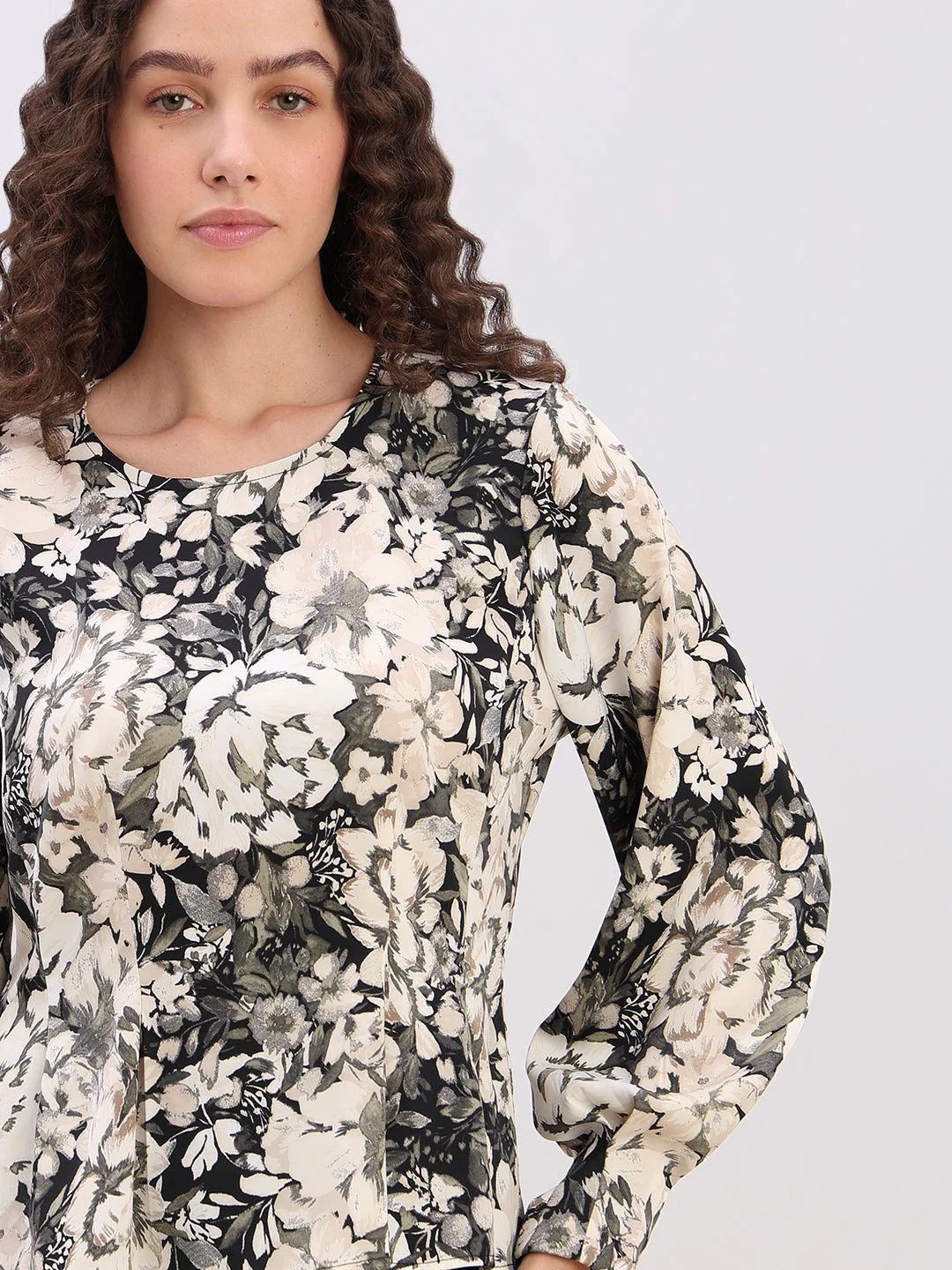 Floral Peplum Long-Sleeve Top - Image 6
