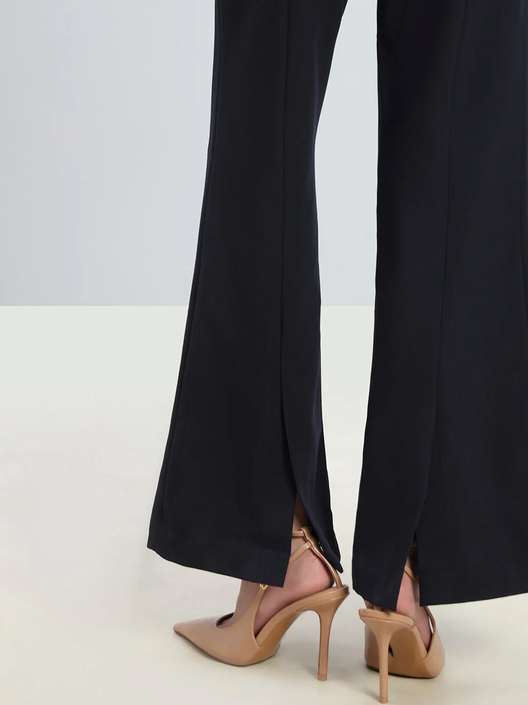 Navy High Rise Flared Pants - Image 6