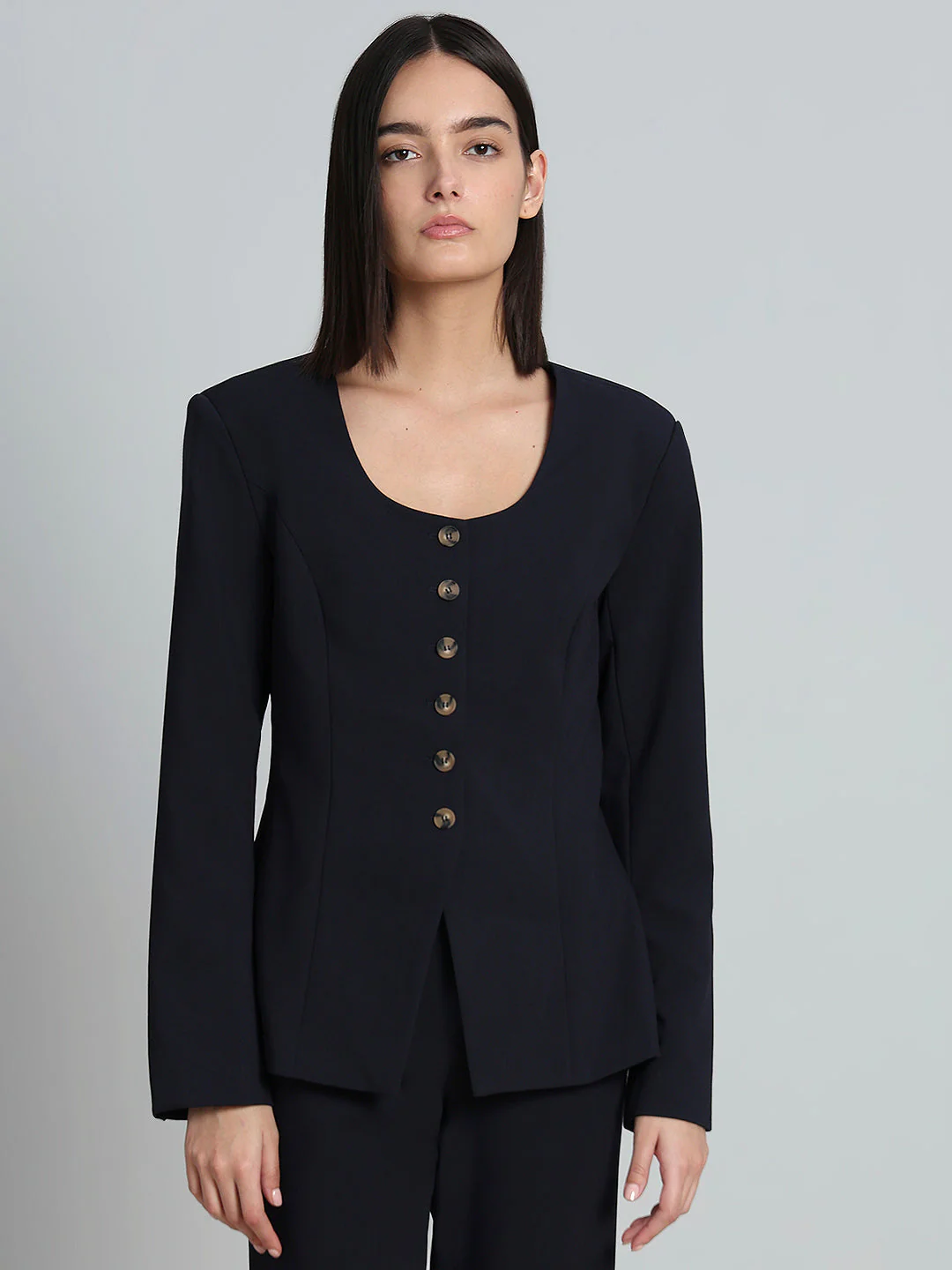 Navy Blue Structured Blazer - Image 2