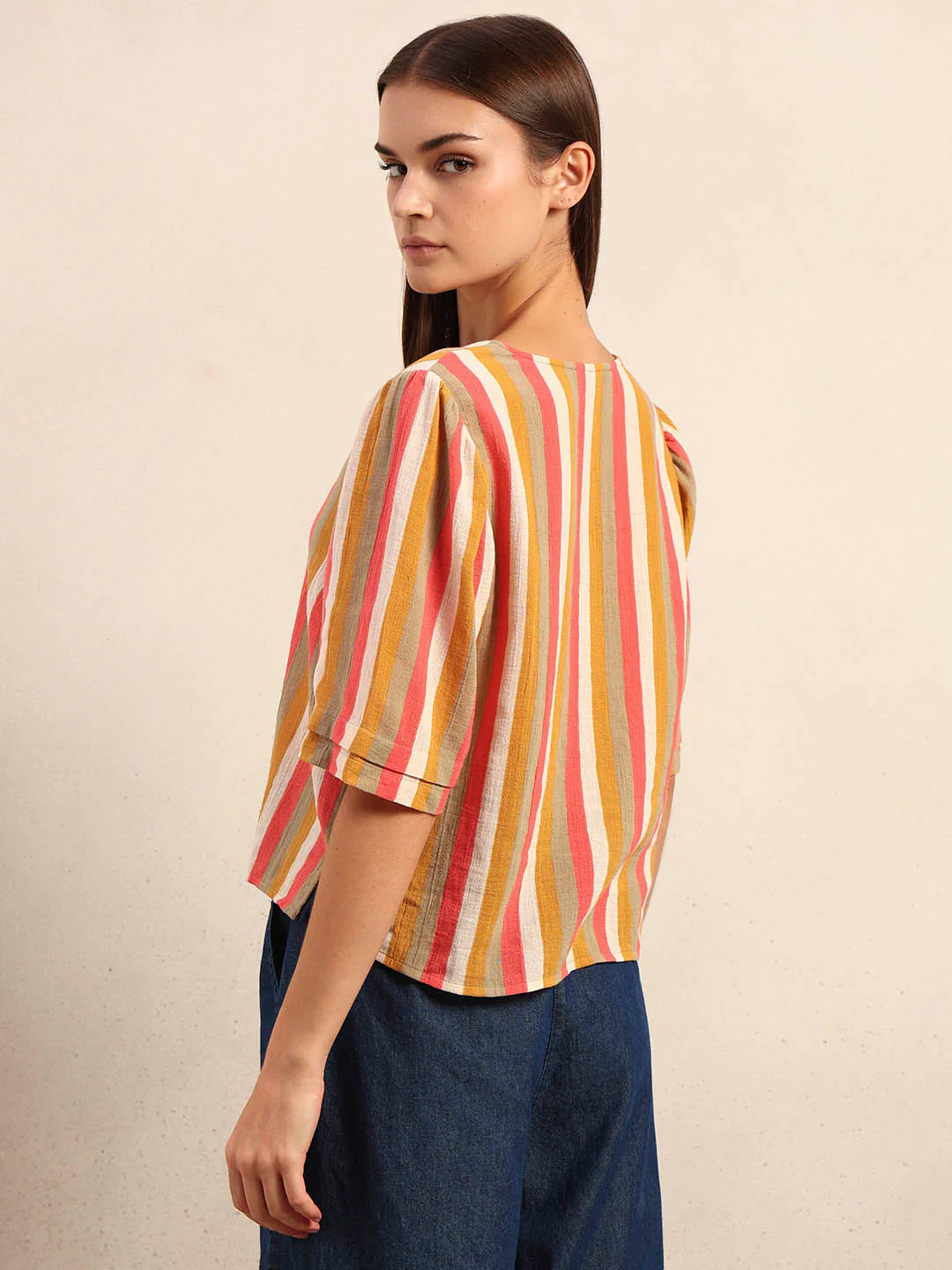 Striped V-Neck Top - Image 4