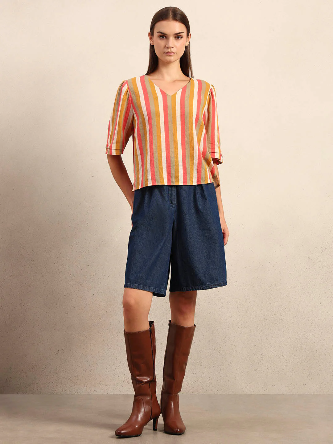 Striped V-Neck Top - Image 5