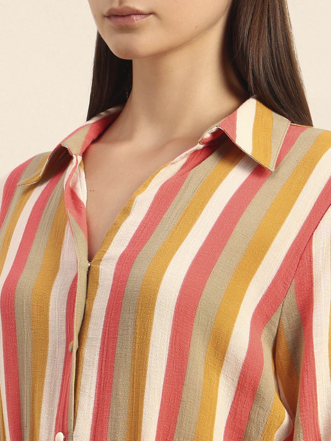 Striped Belted Midi Shirt Dress - Image 8