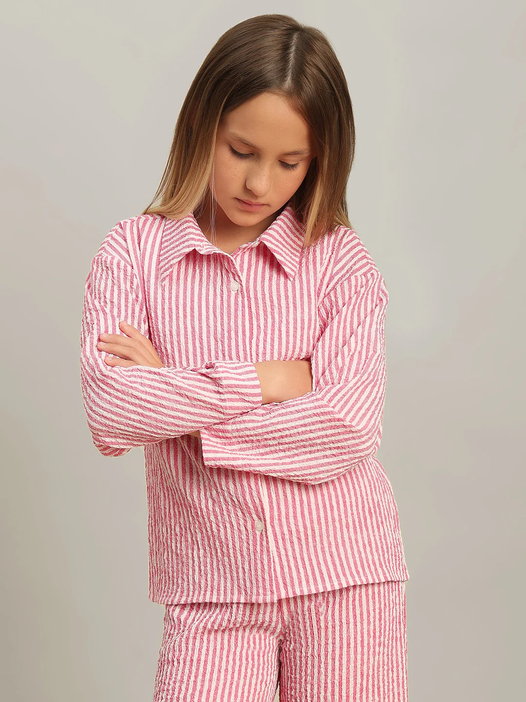 GIRL Pink Striped Shirt - Image 2