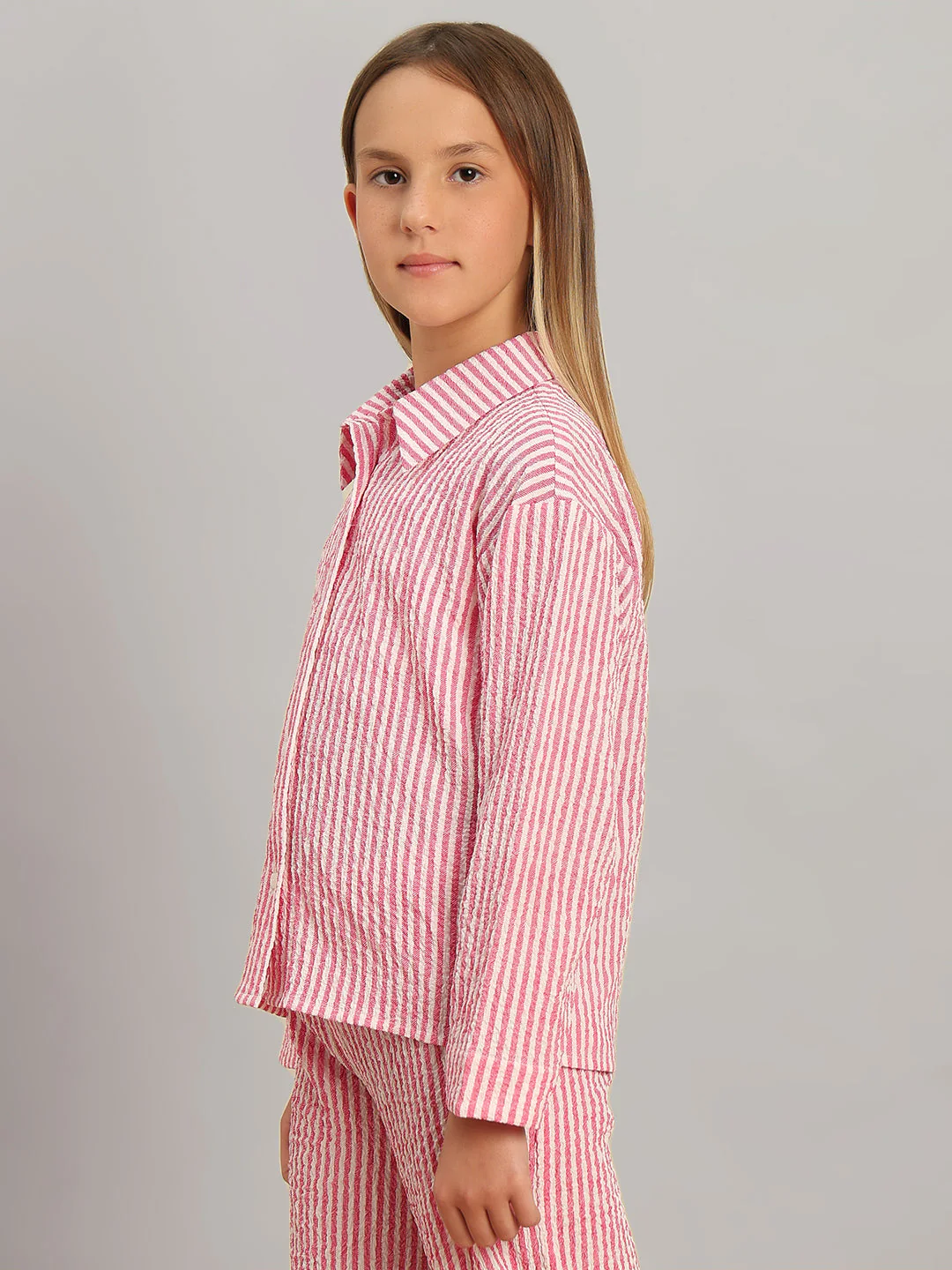 GIRL Pink Striped Shirt - Image 3