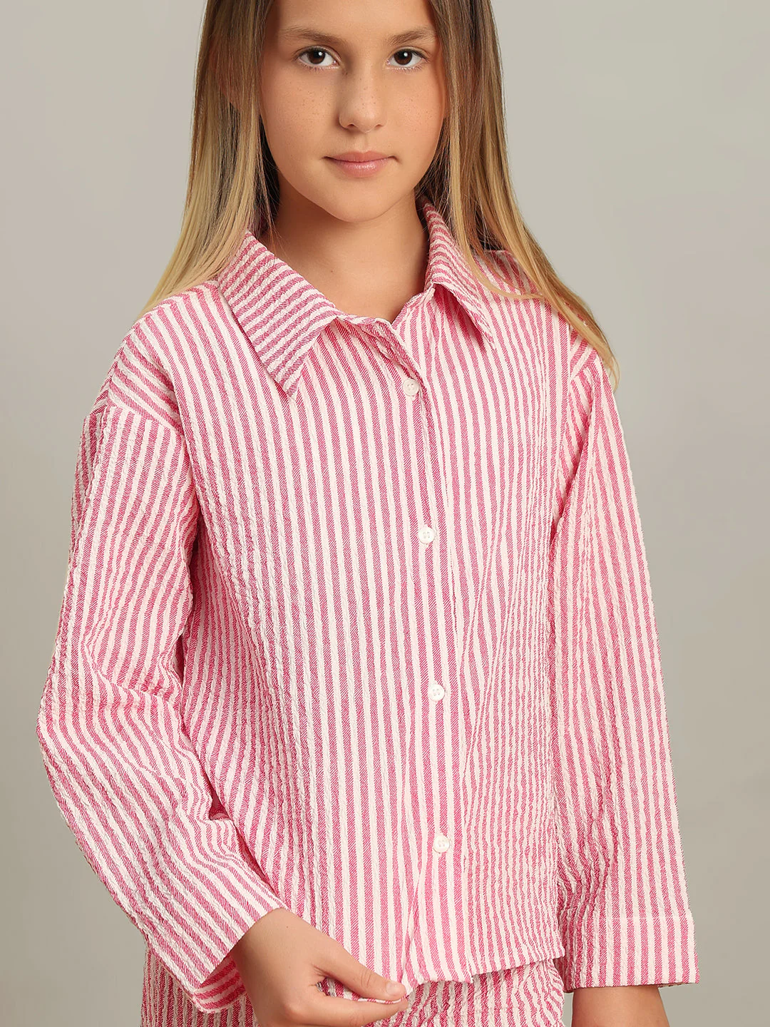 GIRL Pink Striped Shirt - Image 6