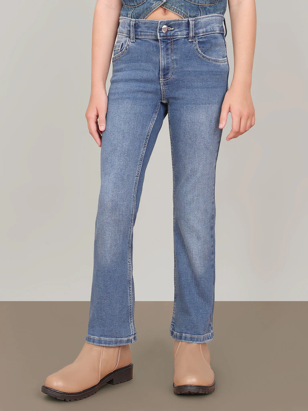 GIRL Blue Mid Rise Flared Jeans - Image 2