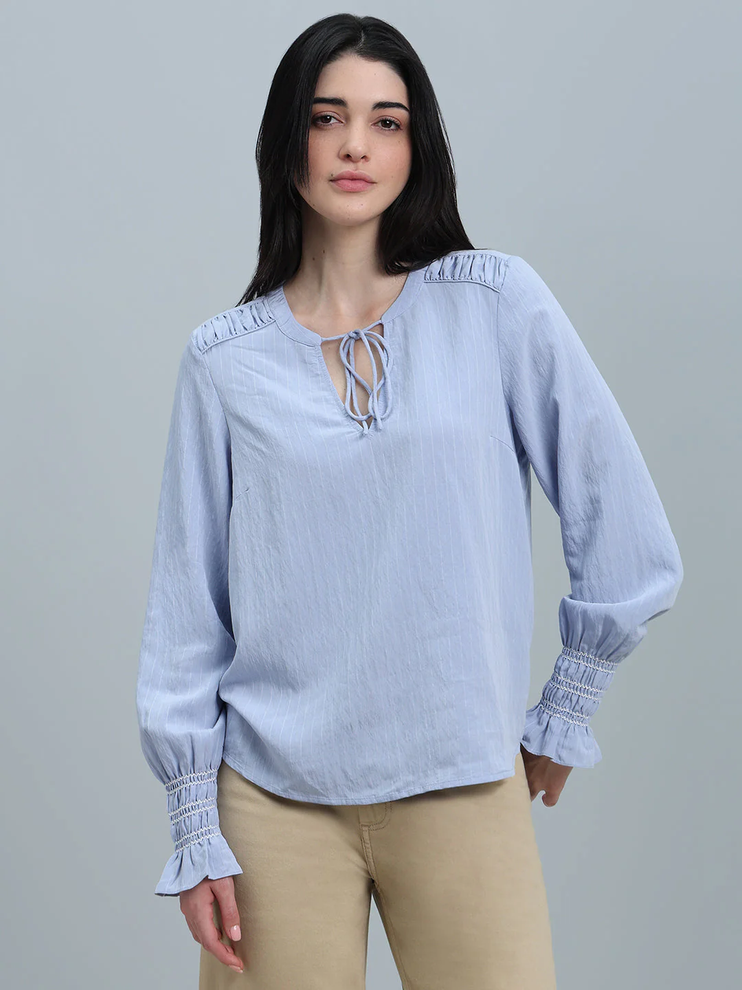 Light Blue Gathered Top - Image 2