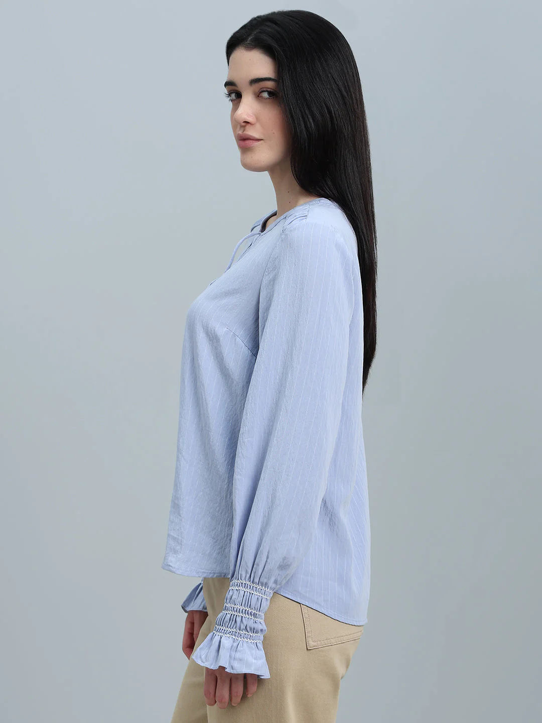Light Blue Gathered Top - Image 3