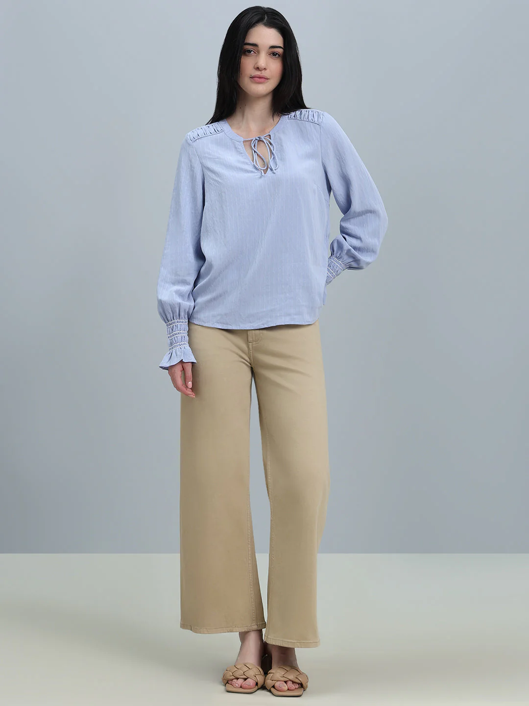 Light Blue Gathered Top - Image 5