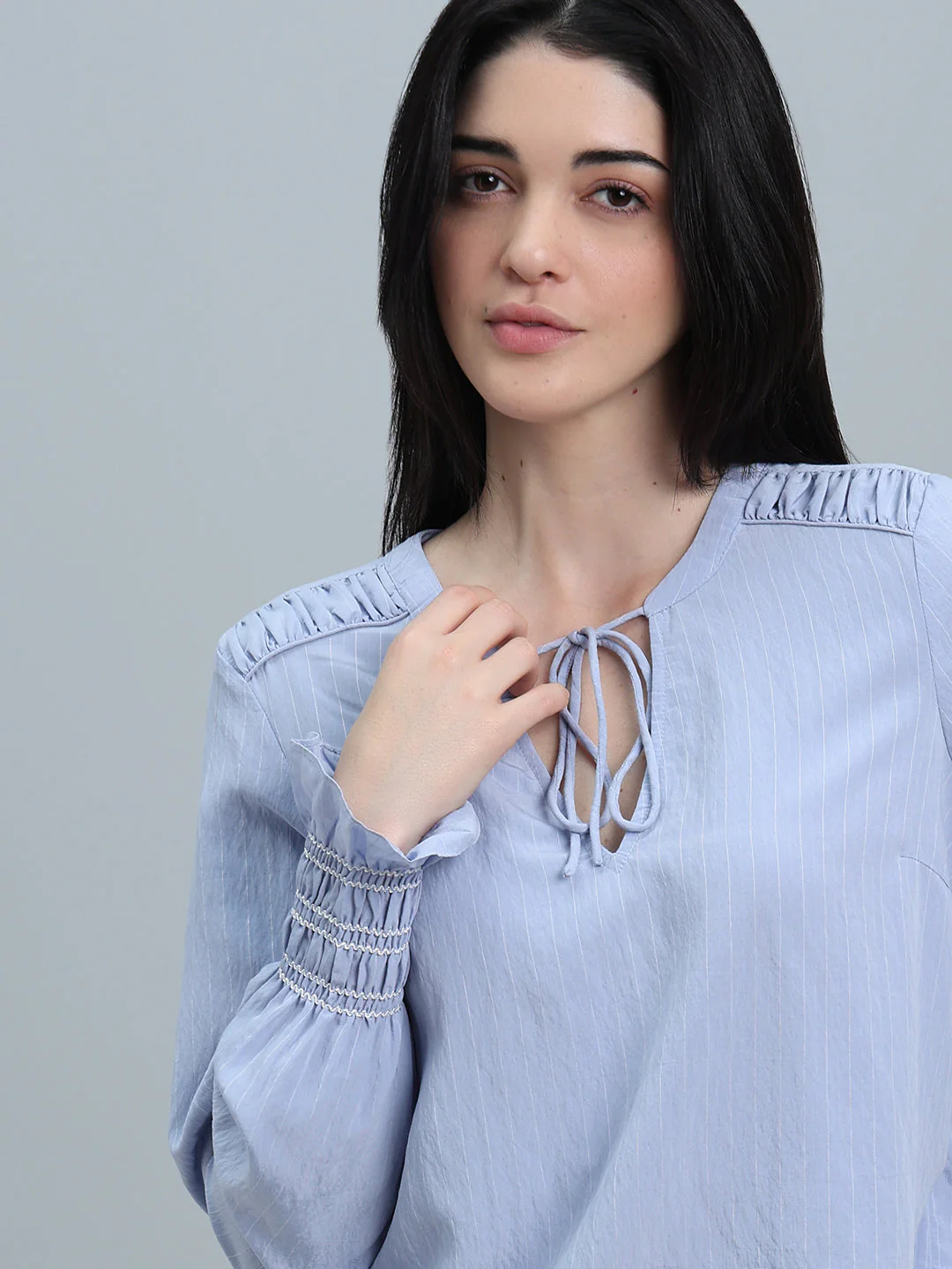 Light Blue Gathered Top - Image 6