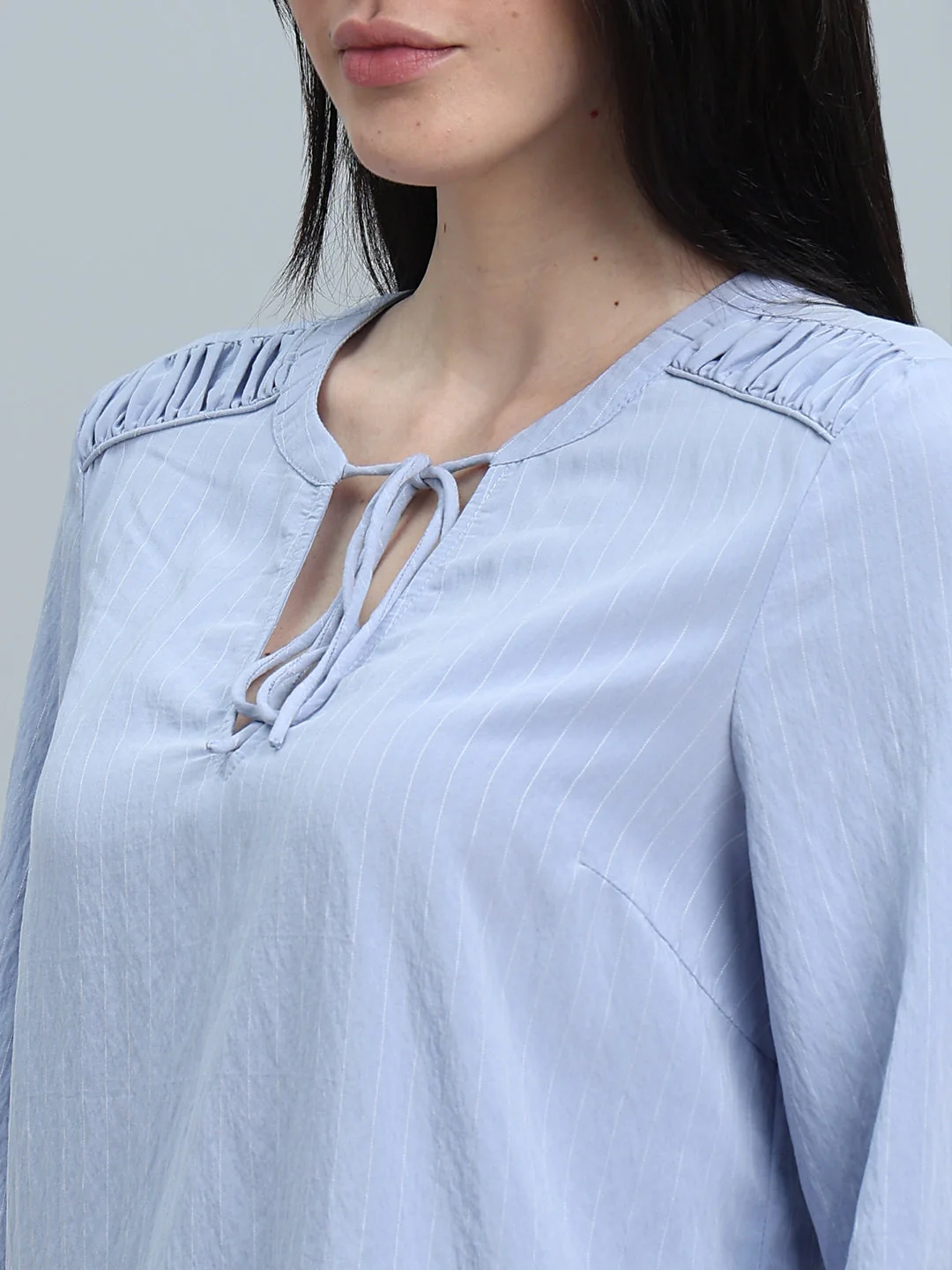 Light Blue Gathered Top - Image 8