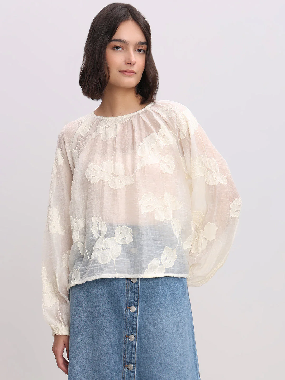 Textured Long-Sleeve Top - Image 2