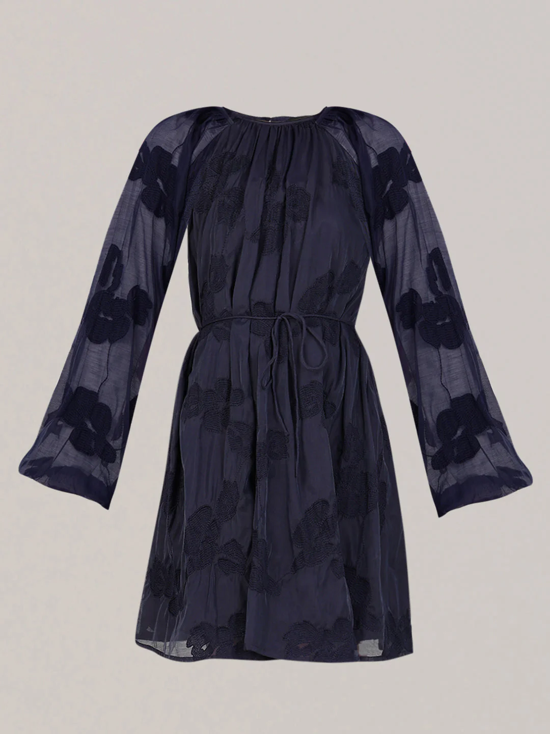 Navy Embroidered Fit & Flare Dress - Image 7