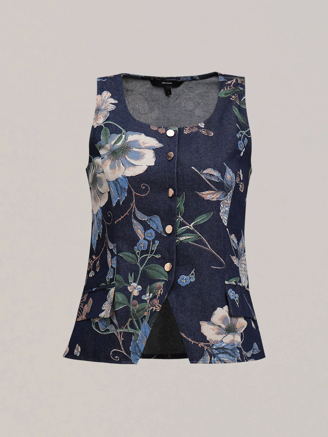 Floral Print Denim Waistcoat - Image 7