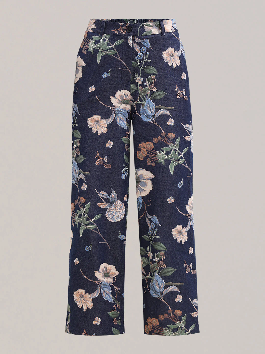 Floral High Rise Denim Pants - Image 7