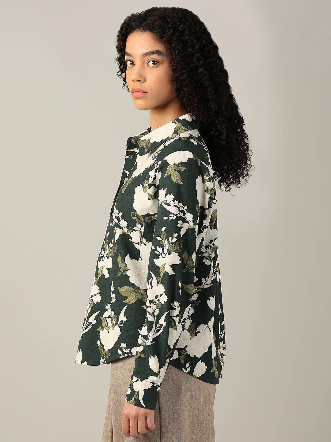 Dark Green Floral Shirt - Image 3