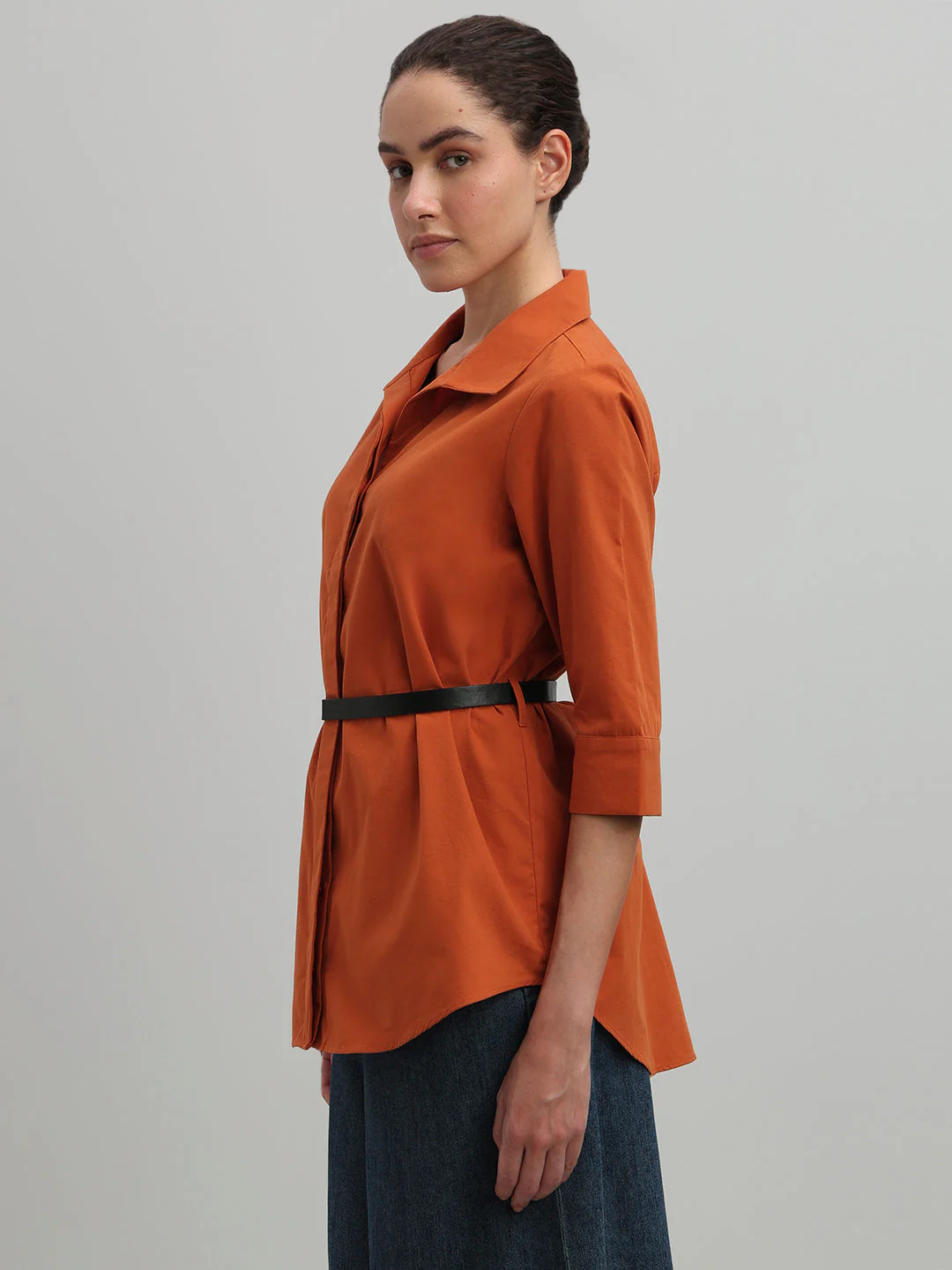 Rust Cotton Long Shirt - Image 3