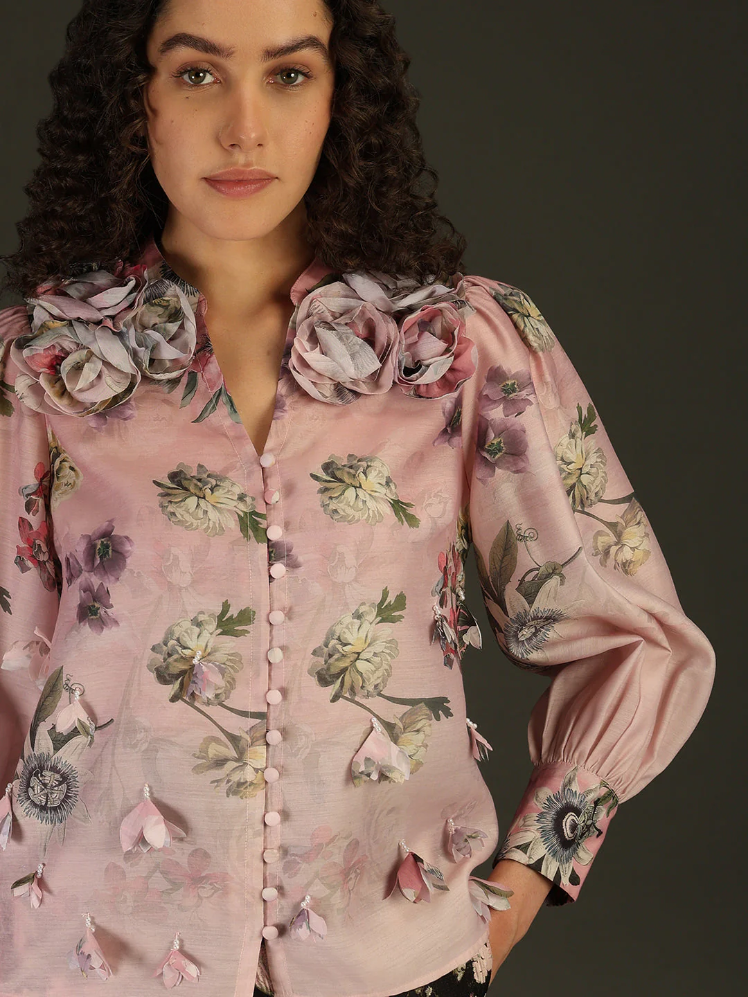 MARQUEE Pink Floral Shirt - Image 6