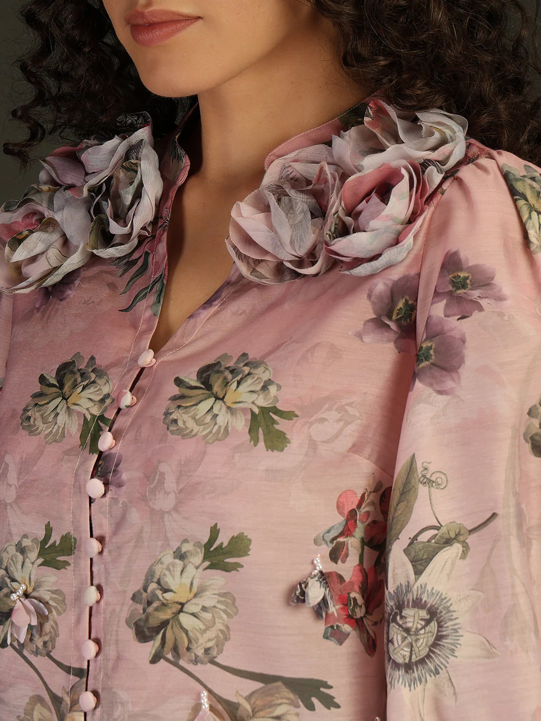 MARQUEE Pink Floral Shirt - Image 8