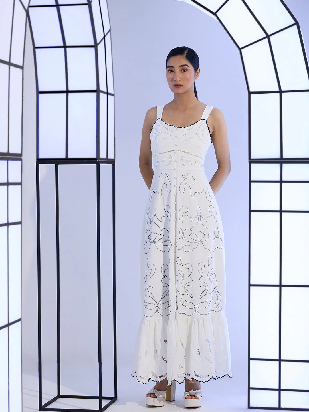 EDIT White Embroidered Maxi Dress - Image 2