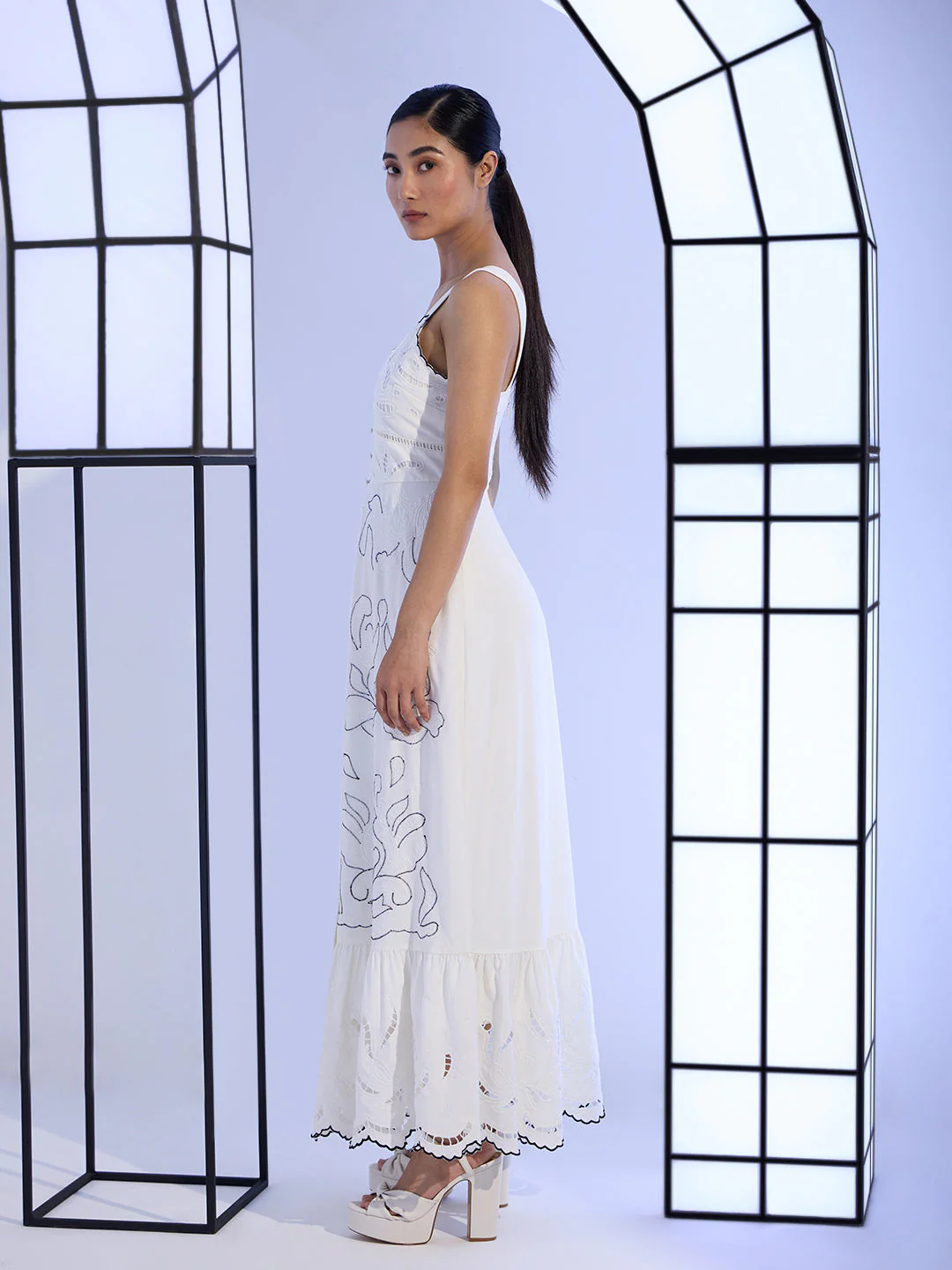 EDIT White Embroidered Maxi Dress - Image 3