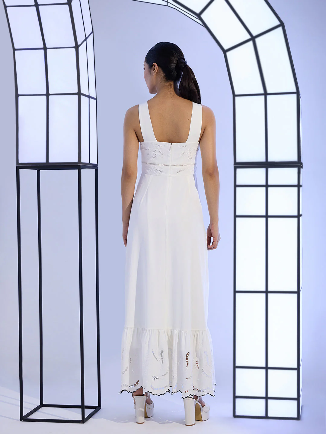 EDIT White Embroidered Maxi Dress - Image 4