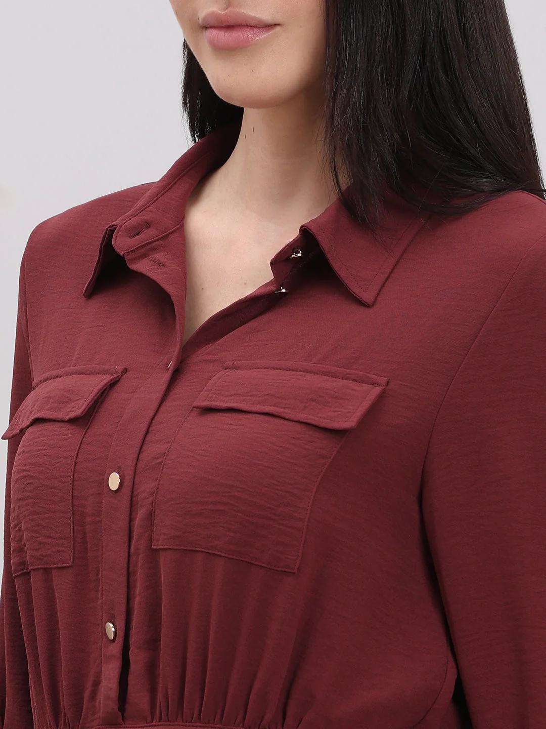 Classic Belted Midi Shirt Dress - Image 6