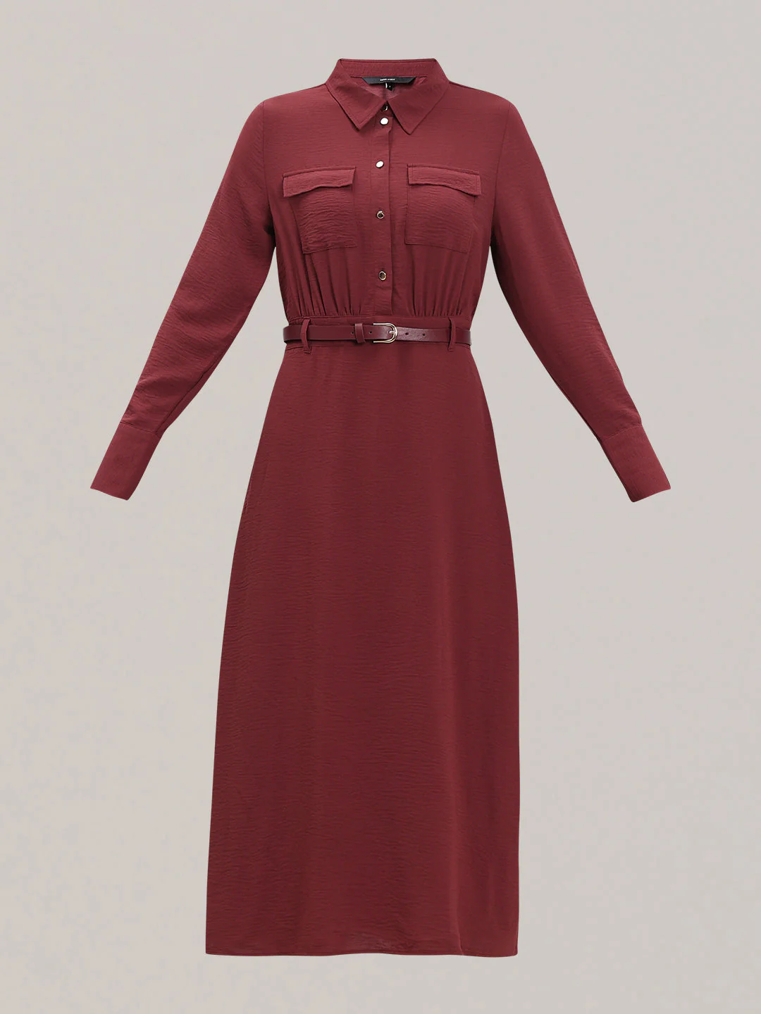 Classic Belted Midi Shirt Dress - Image 7