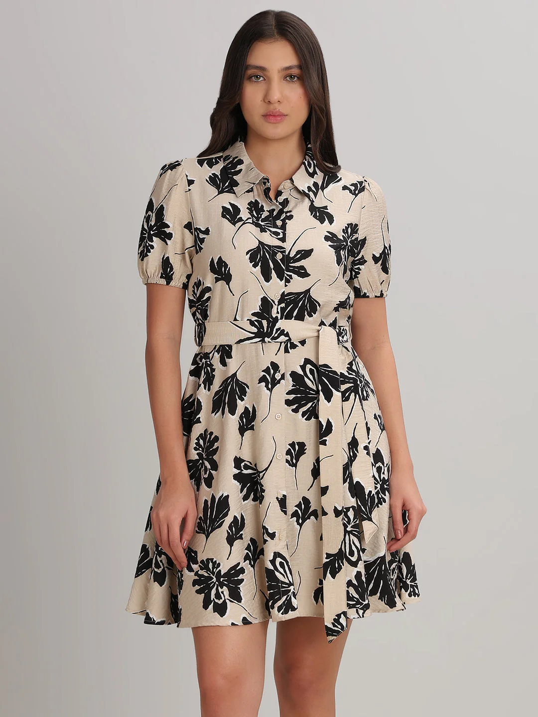 Floral Print Short Shirt Dress - Image 2