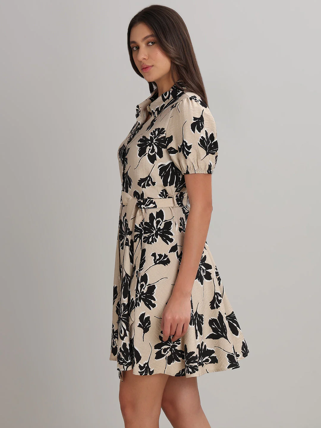 Floral Print Short Shirt Dress - Image 3