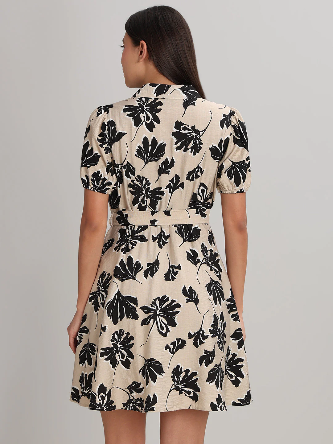 Floral Print Short Shirt Dress - Image 4