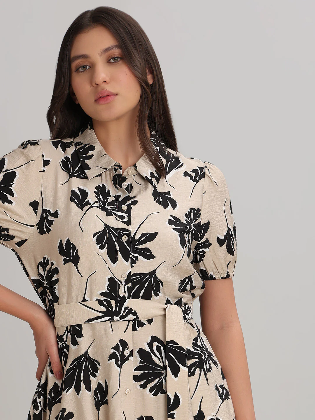 Floral Print Short Shirt Dress - Image 6