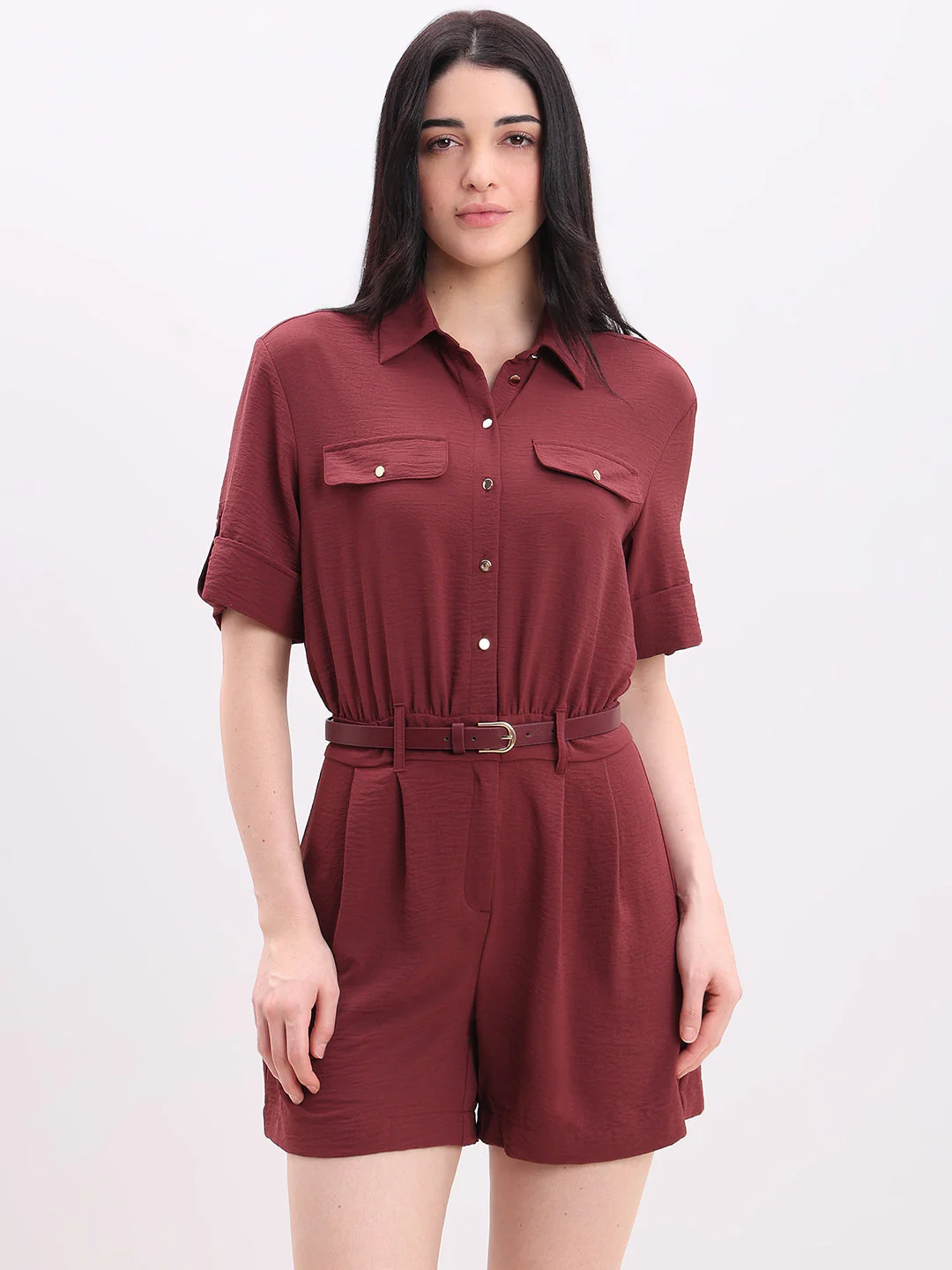 Dark Red Playsuit - Image 2