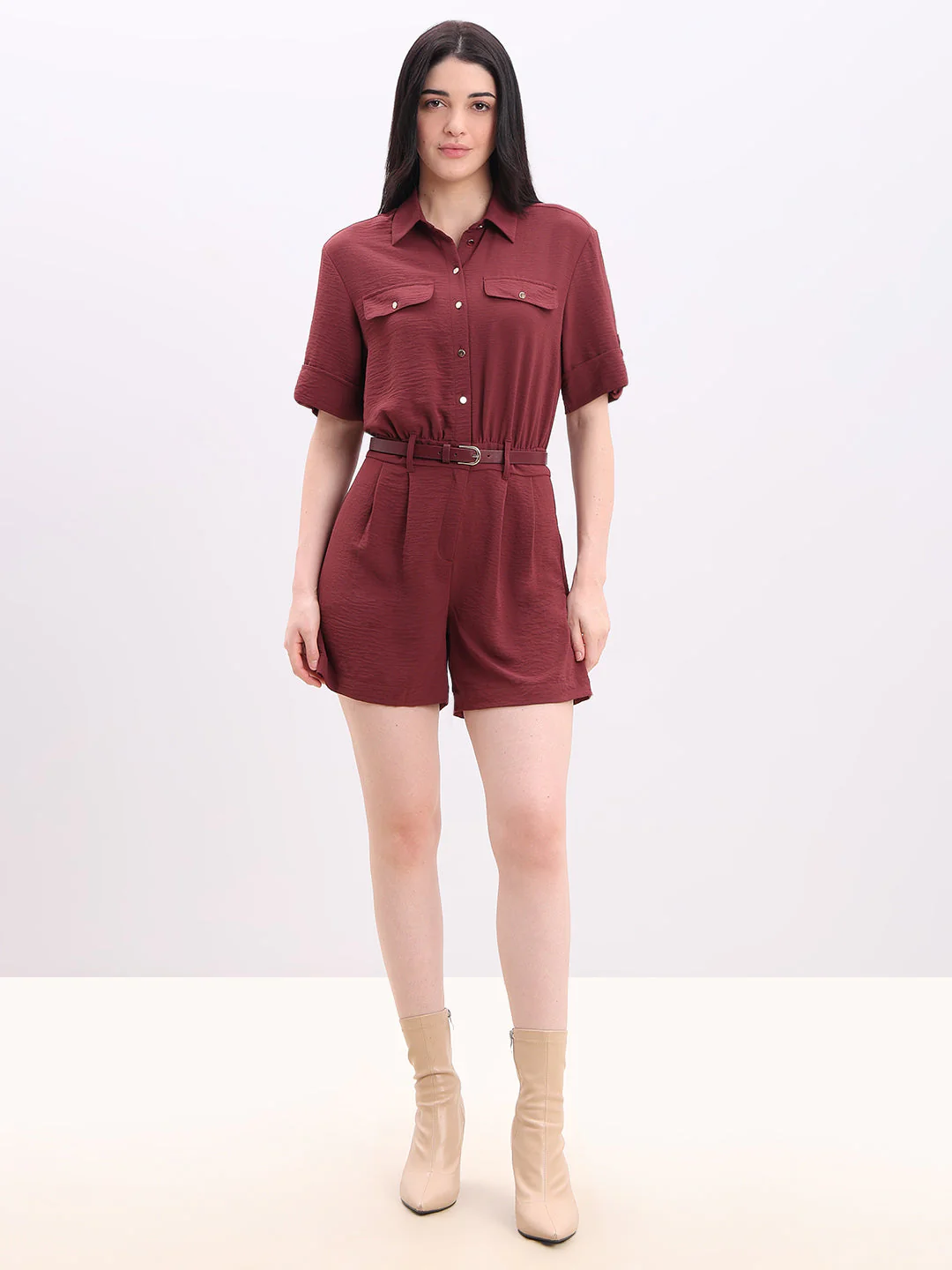 Dark Red Playsuit - Image 5