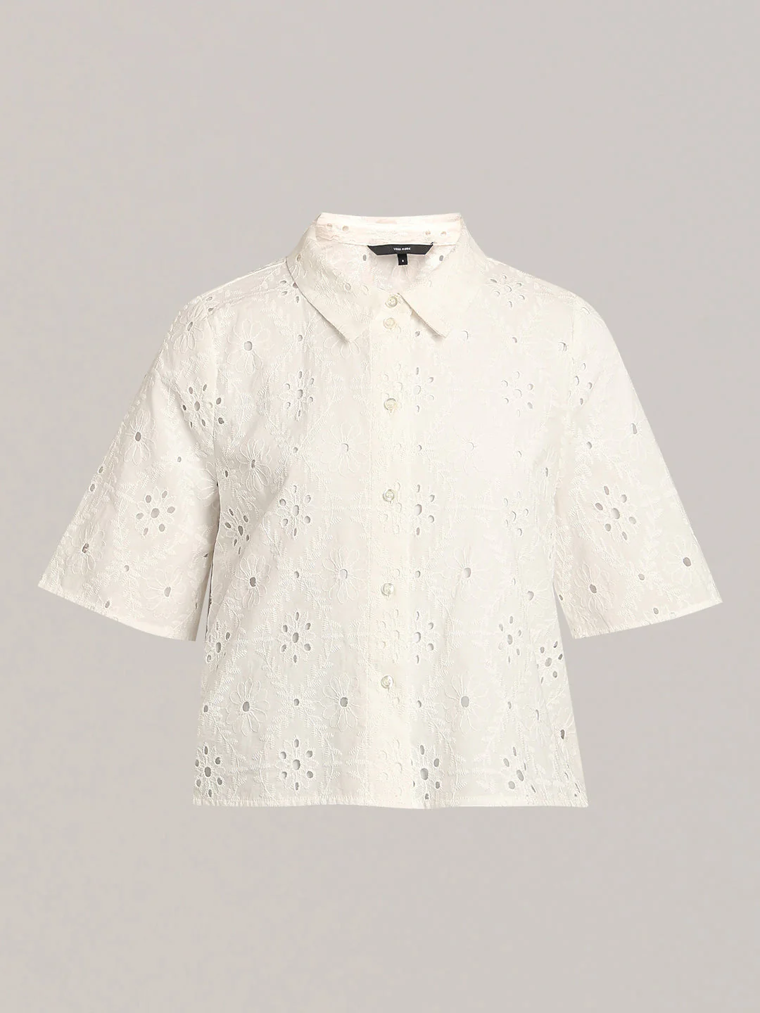 White Floral Cut-Work Shirt - Image 7
