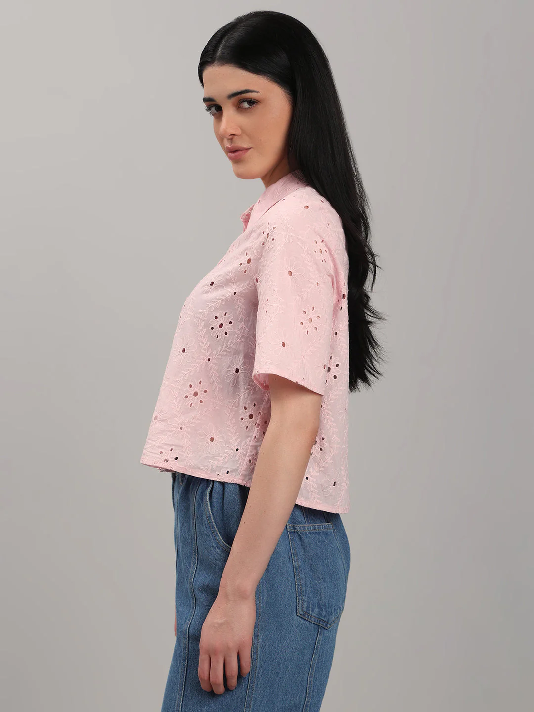 Light Pink Broderie Embroidery Shirt - Image 3