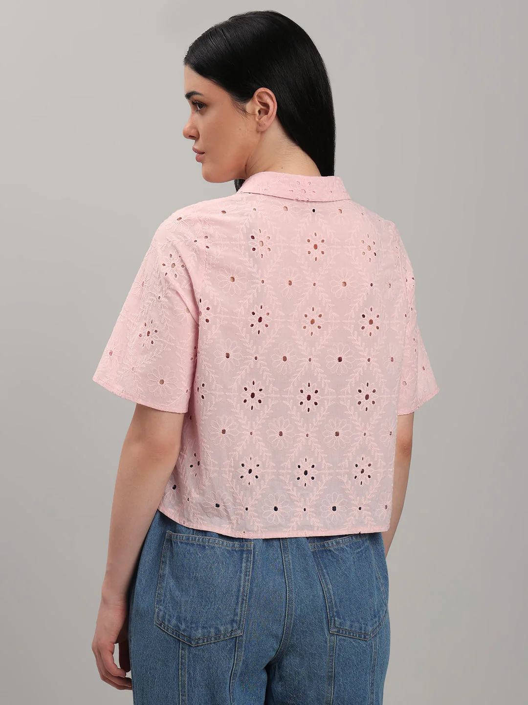 Light Pink Broderie Embroidery Shirt - Image 4