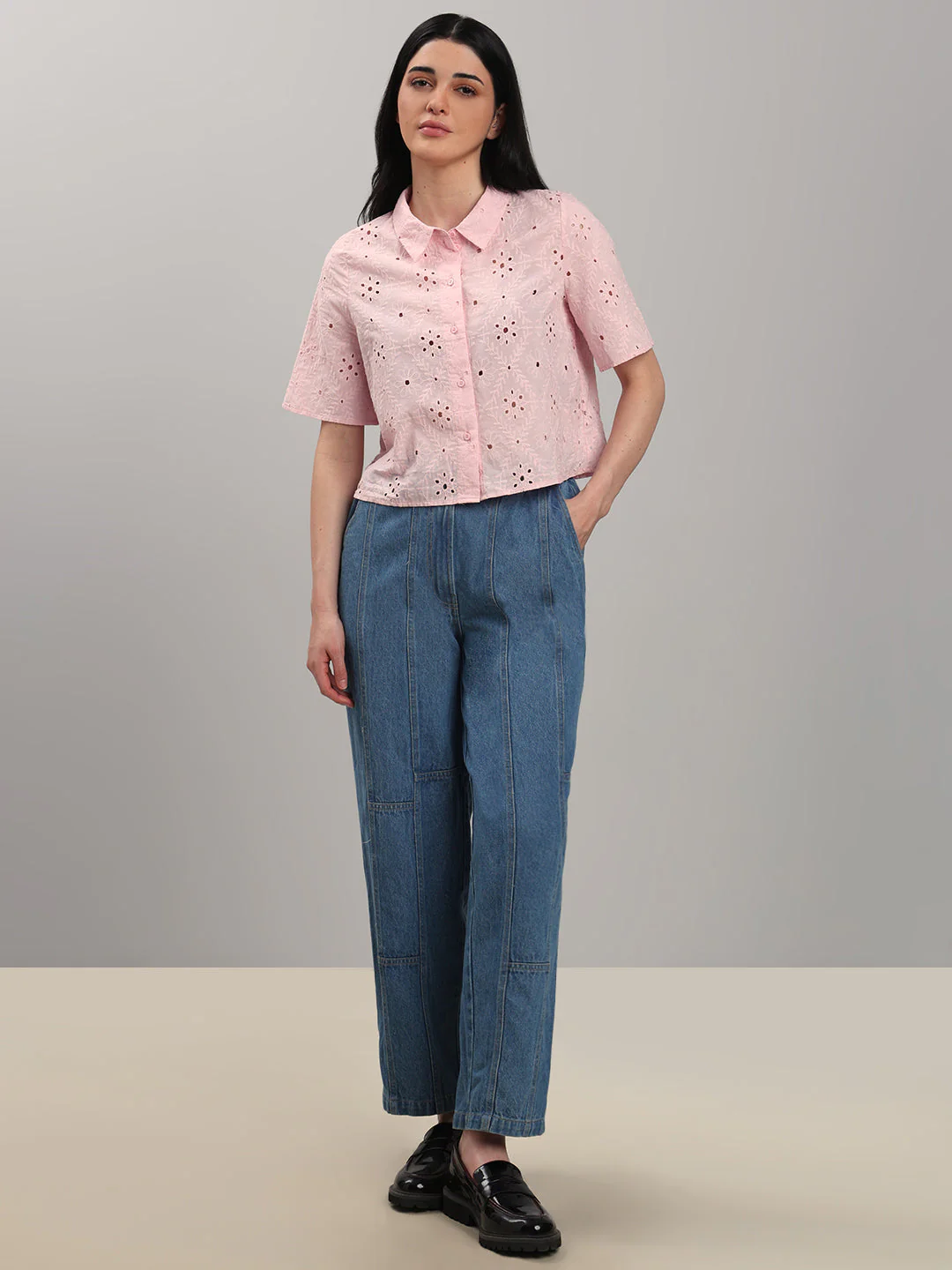 Light Pink Broderie Embroidery Shirt - Image 5