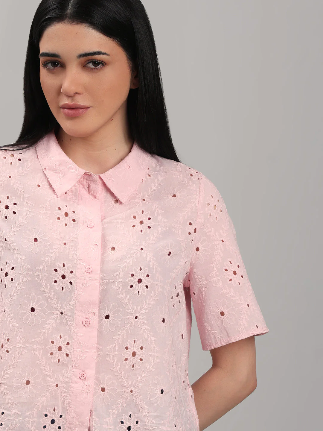 Light Pink Broderie Embroidery Shirt - Image 6