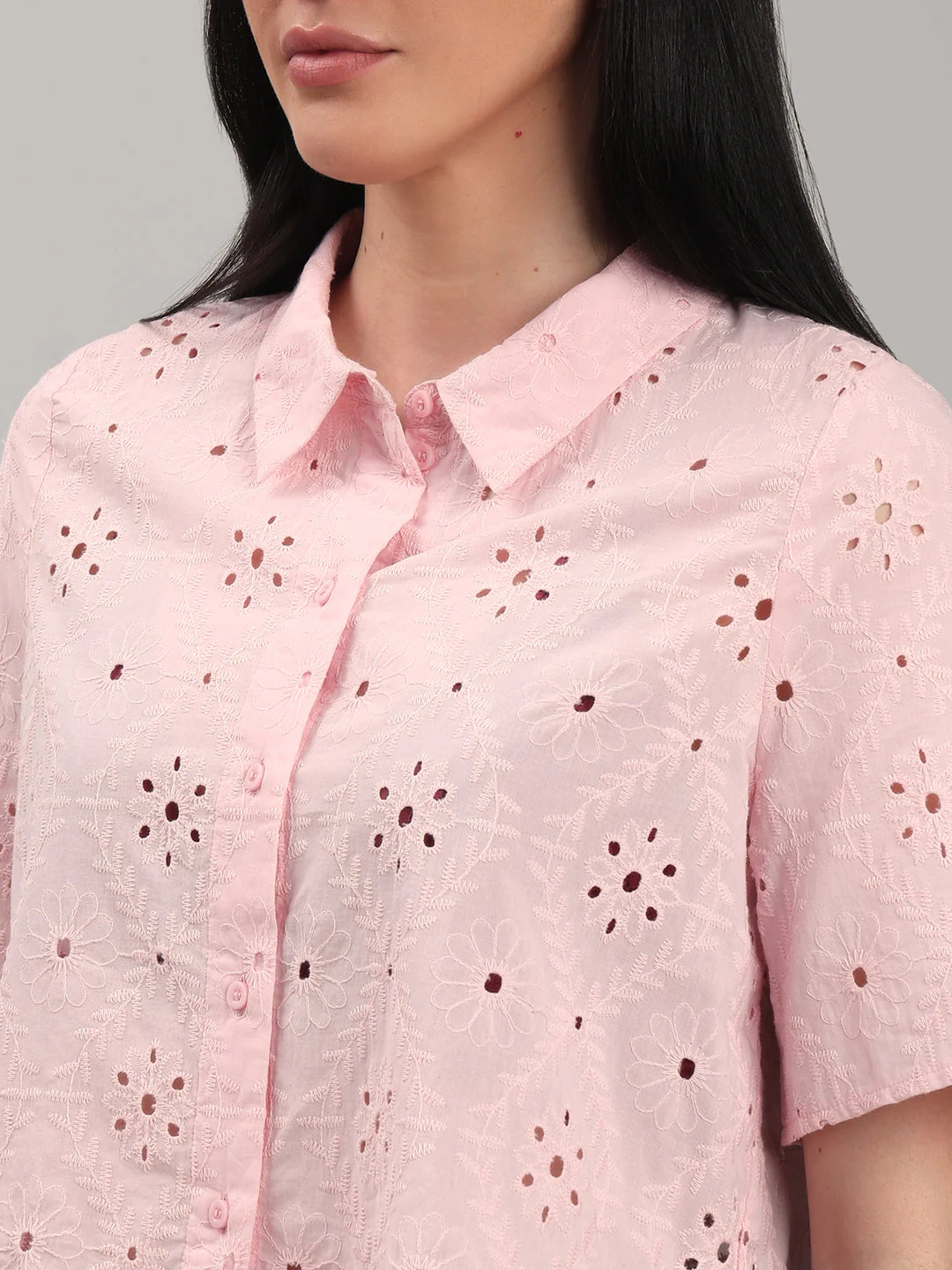 Light Pink Broderie Embroidery Shirt - Image 8