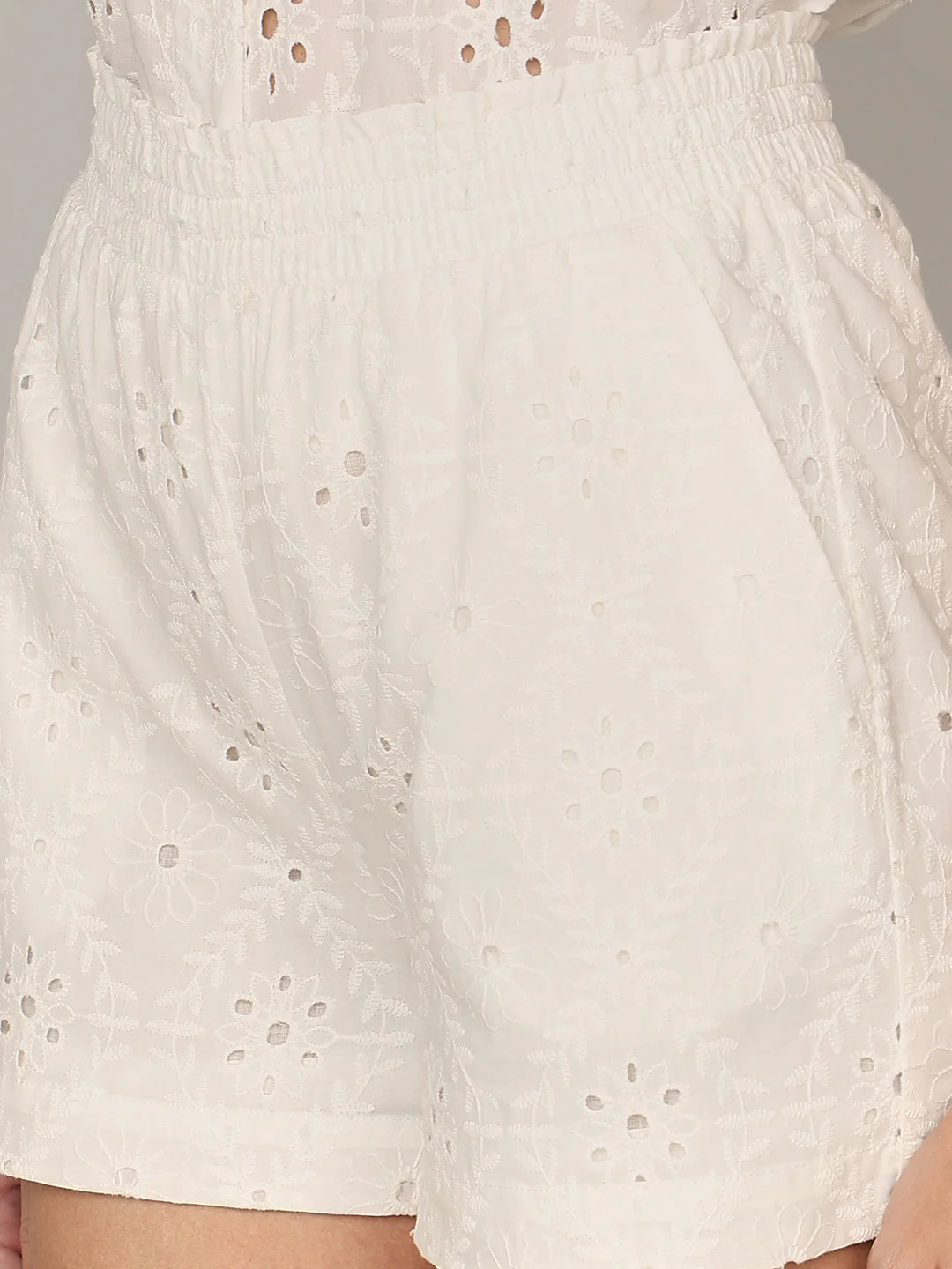 Ivory Embroidered Shorts - Image 8