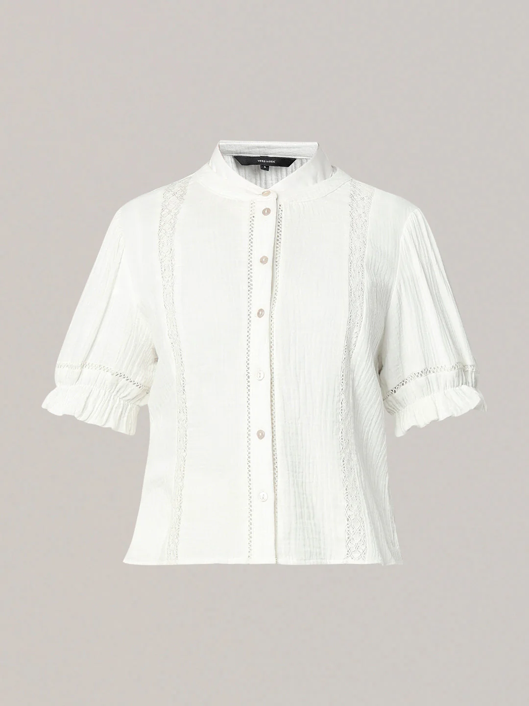 White Lace Detail Short Top - Image 7