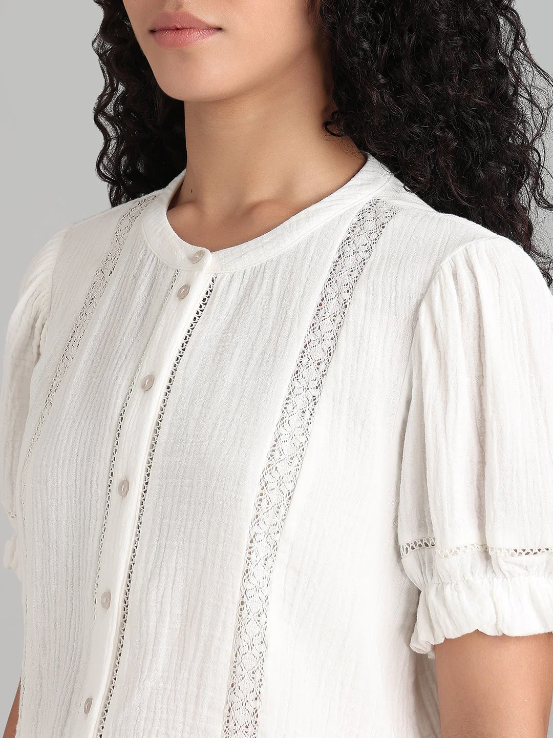 White Lace Detail Short Top - Image 8