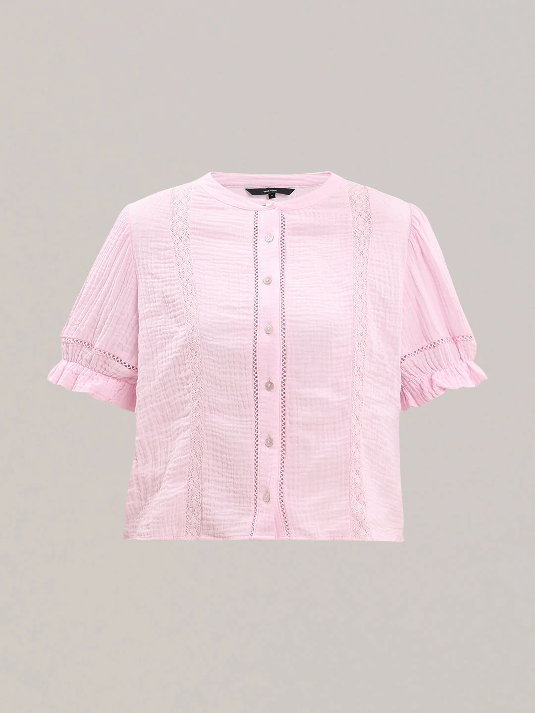 Pink Lace Detail Short Top - Image 7