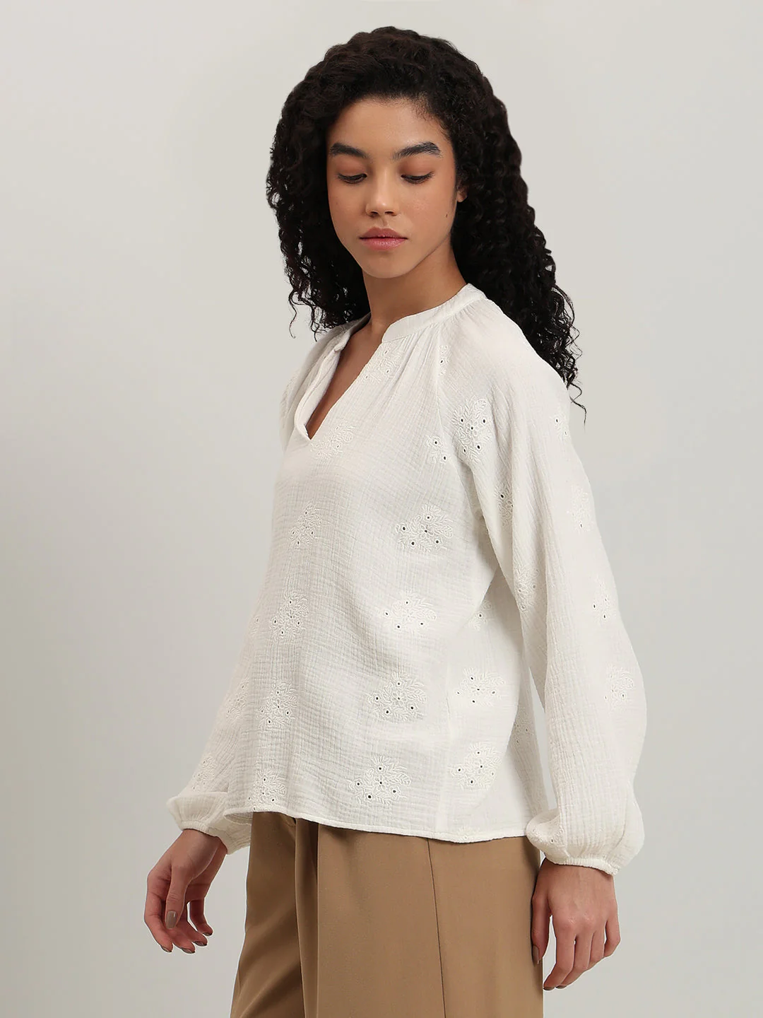 Embroidered V-Neck Top - Image 3