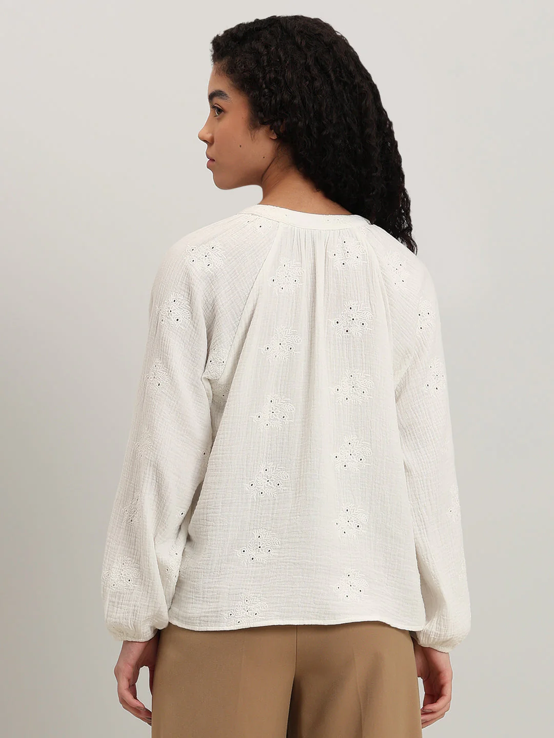 Embroidered V-Neck Top - Image 4