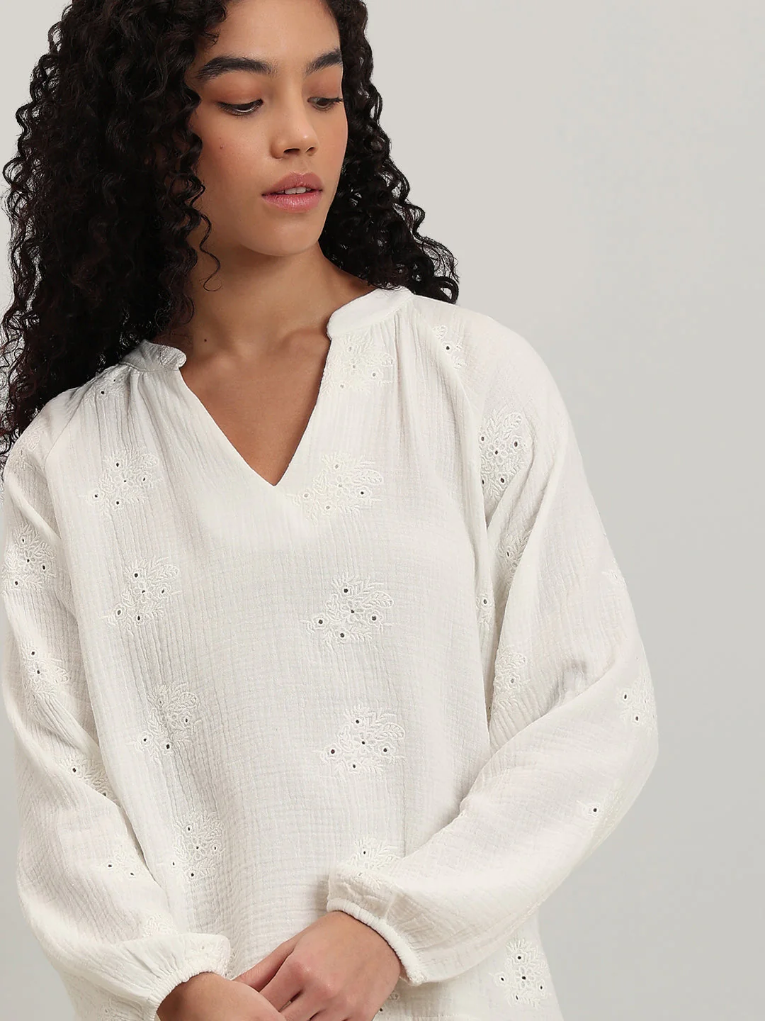 Embroidered V-Neck Top - Image 6