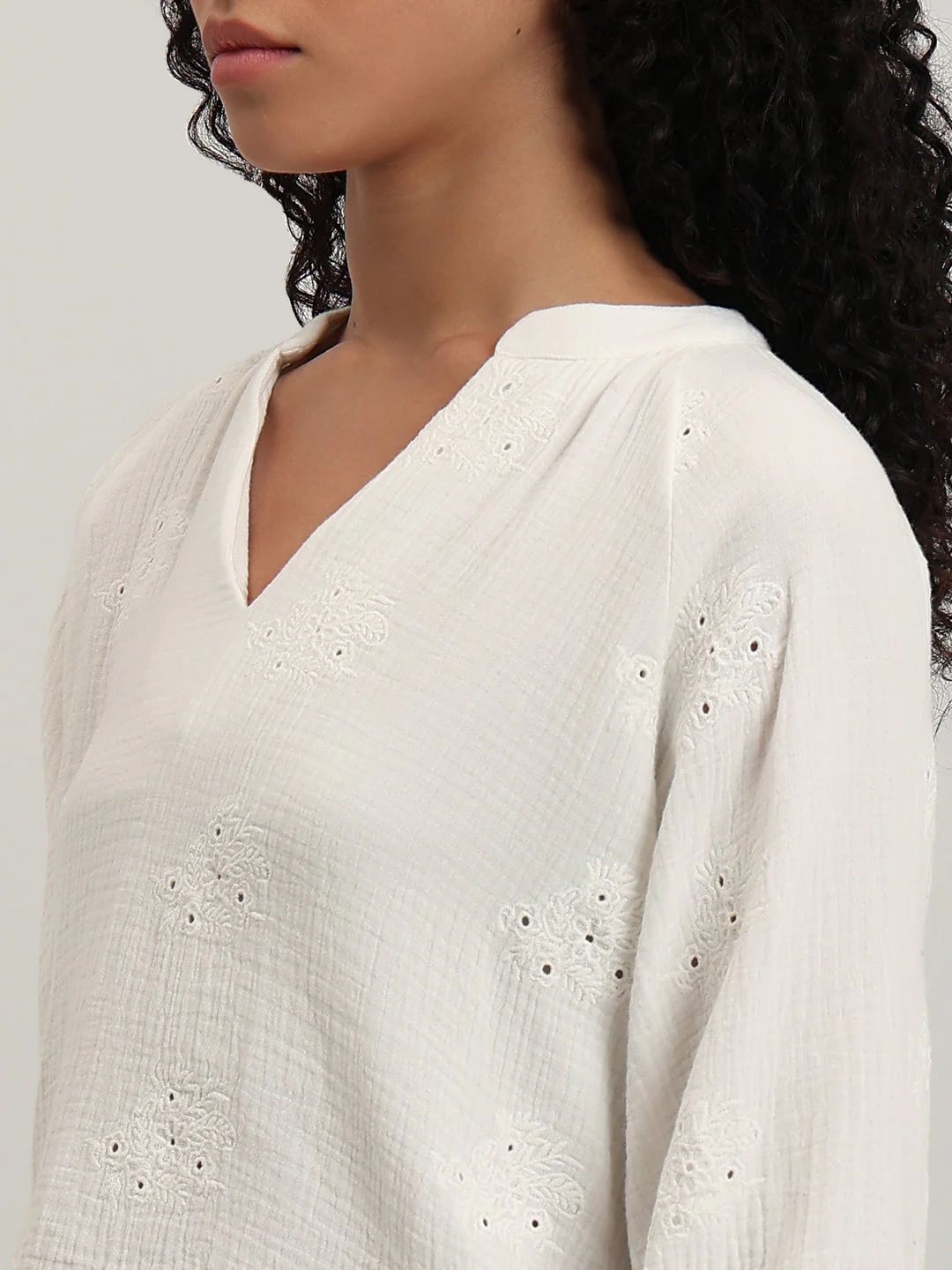 Embroidered V-Neck Top - Image 8