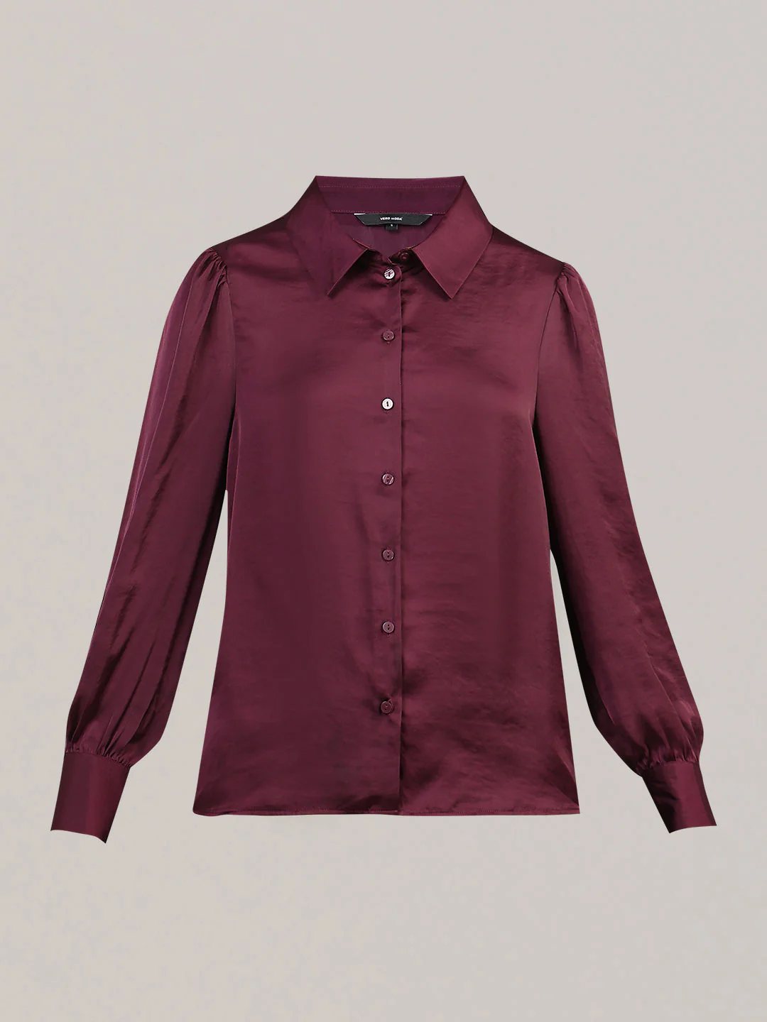 Maroon Satin Regular Fit Shirt - Image 7
