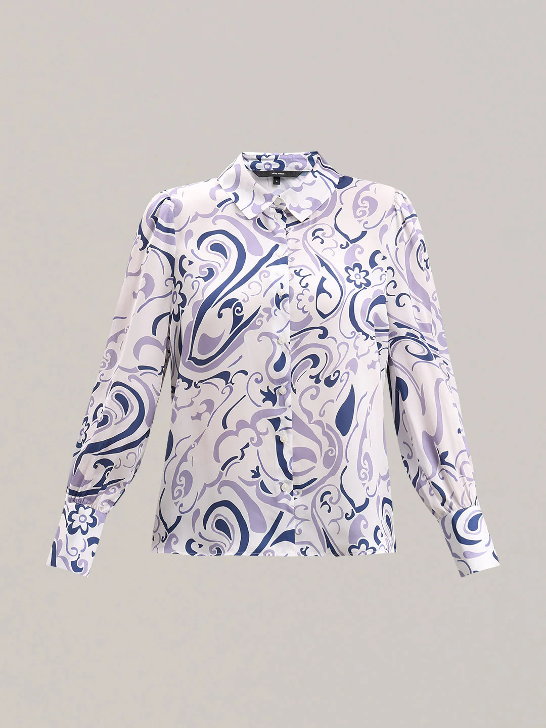 White & Blue Paisley Print Shirt - Image 7